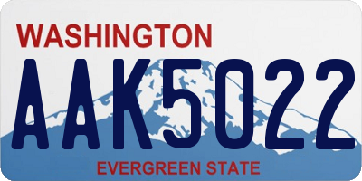 WA license plate AAK5022