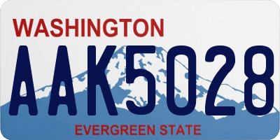 WA license plate AAK5028