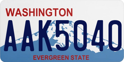 WA license plate AAK5040