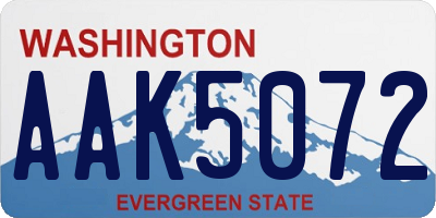 WA license plate AAK5072