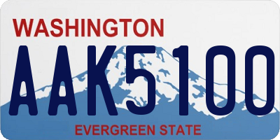 WA license plate AAK5100