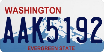WA license plate AAK5192