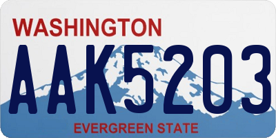 WA license plate AAK5203
