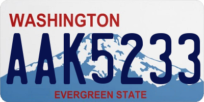 WA license plate AAK5233