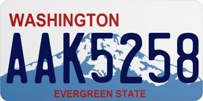 WA license plate AAK5258