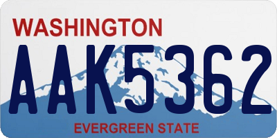 WA license plate AAK5362