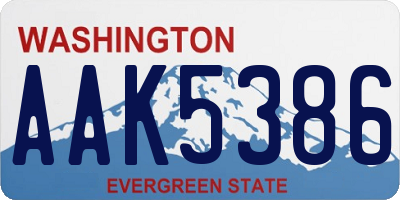 WA license plate AAK5386