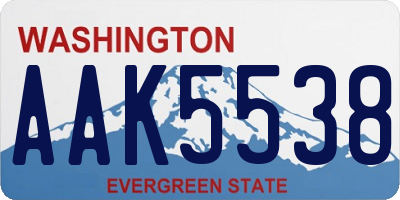 WA license plate AAK5538