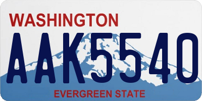WA license plate AAK5540