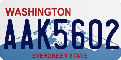 WA license plate AAK5602