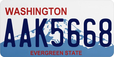 WA license plate AAK5668