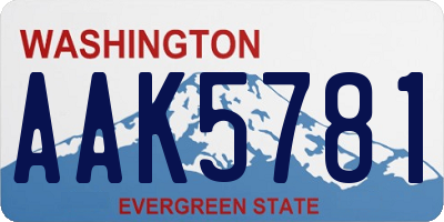 WA license plate AAK5781