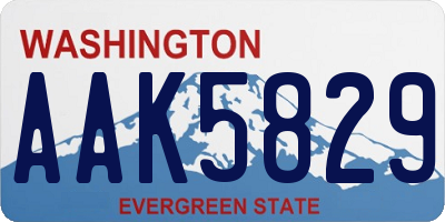 WA license plate AAK5829