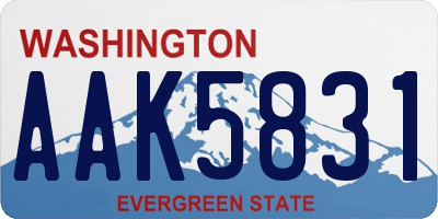 WA license plate AAK5831