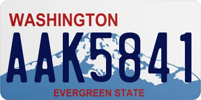 WA license plate AAK5841