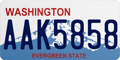 WA license plate AAK5858