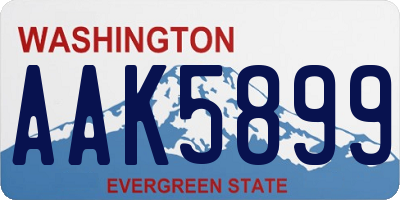 WA license plate AAK5899