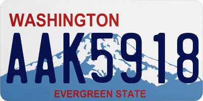 WA license plate AAK5918
