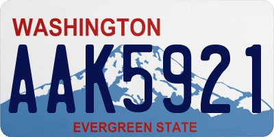 WA license plate AAK5921
