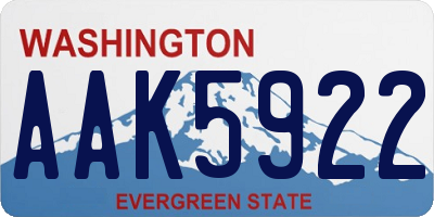 WA license plate AAK5922