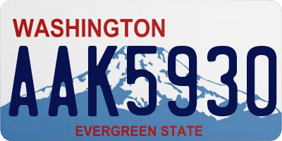 WA license plate AAK5930