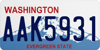 WA license plate AAK5931