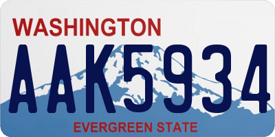 WA license plate AAK5934