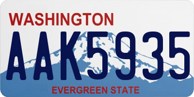 WA license plate AAK5935