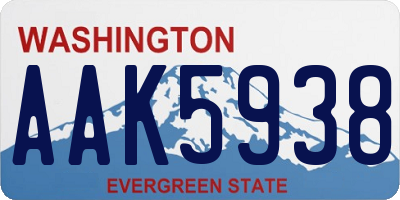 WA license plate AAK5938
