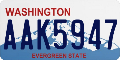 WA license plate AAK5947