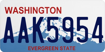 WA license plate AAK5954
