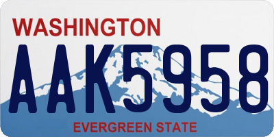 WA license plate AAK5958