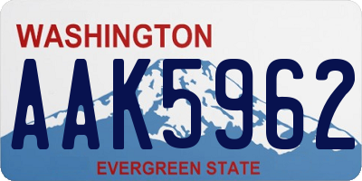 WA license plate AAK5962