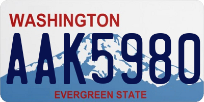 WA license plate AAK5980