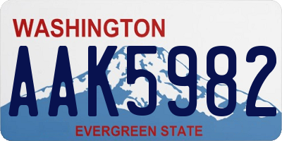 WA license plate AAK5982