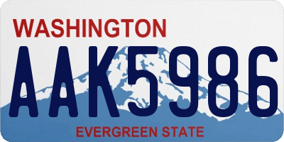 WA license plate AAK5986