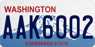 WA license plate AAK6002