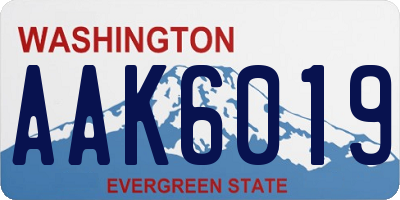 WA license plate AAK6019