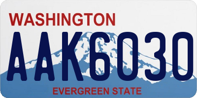 WA license plate AAK6030
