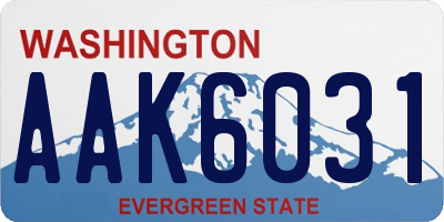 WA license plate AAK6031