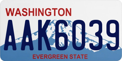 WA license plate AAK6039