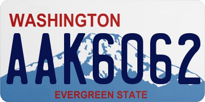 WA license plate AAK6062
