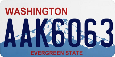 WA license plate AAK6063