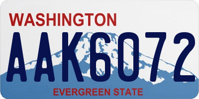 WA license plate AAK6072