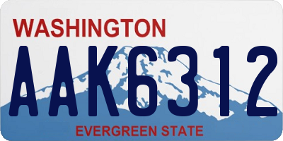 WA license plate AAK6312
