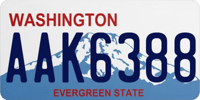 WA license plate AAK6388