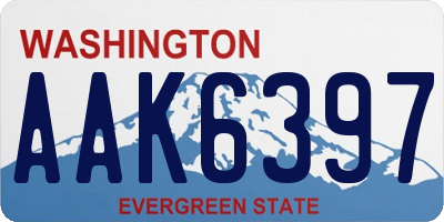 WA license plate AAK6397