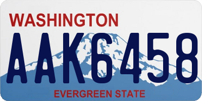 WA license plate AAK6458