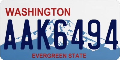 WA license plate AAK6494