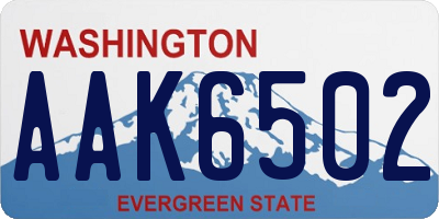 WA license plate AAK6502